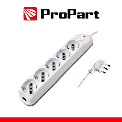 [PEM3525-W] Multipresa 5pos bipasso/schuko + interrutt nuovo modello