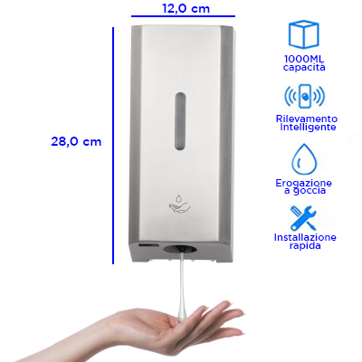 [GEL-DISPFG2018] Dispenser automatico a muro, erogazione a goccia - 1 LT