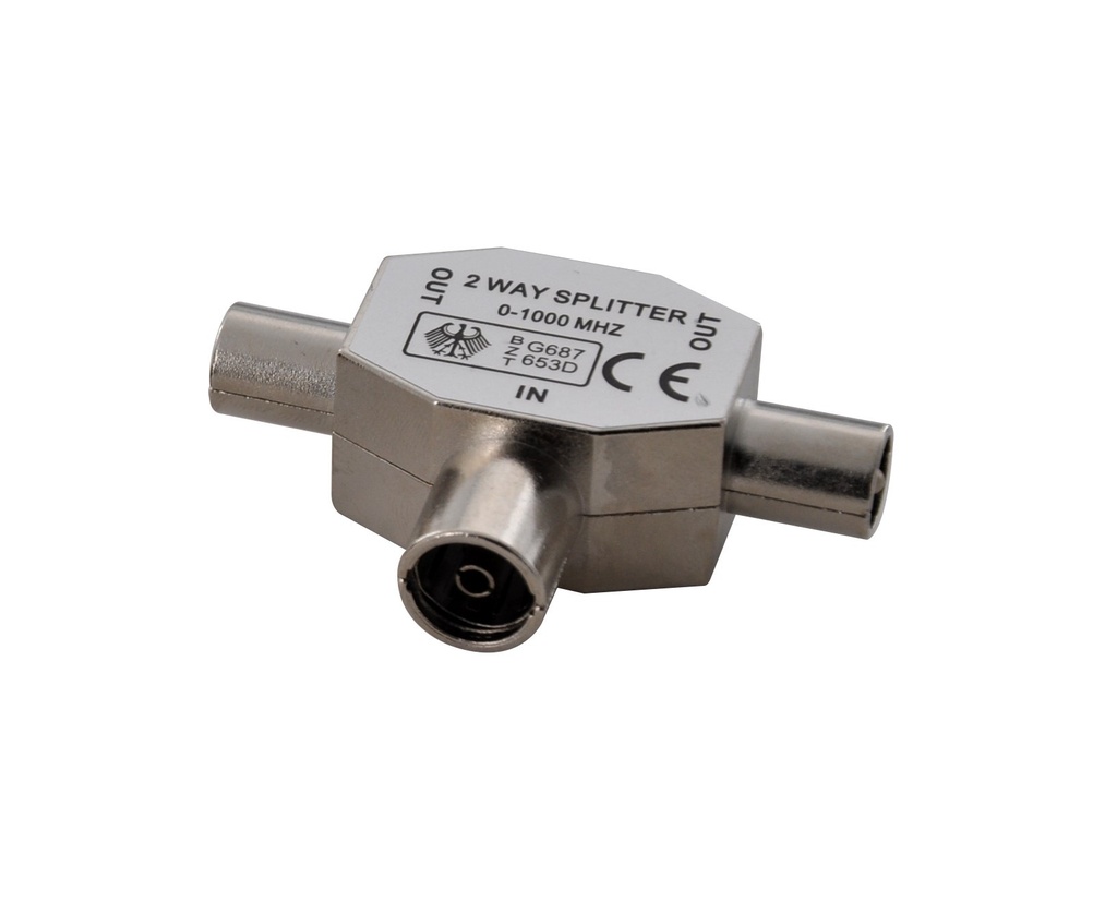 [PETV2008] Splitter coax in ottone nichelato - 1 presa/2 spine