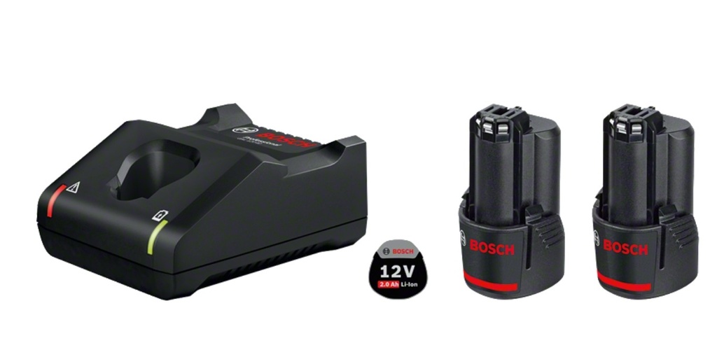 [BACA19R812S-BO] 1600A019R8,Set 2x Batterie 12V 2.0Ah + Caricabatteria